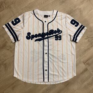 Nickelodeon SpongeBob SquarePants Baseball Jersey #99 Pinstripe Size 2XL White